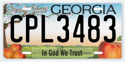 GA license plate CPL3483