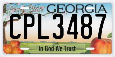 GA license plate CPL3487