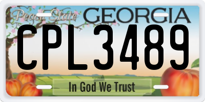 GA license plate CPL3489