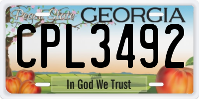 GA license plate CPL3492