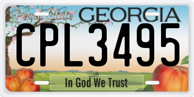 GA license plate CPL3495