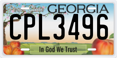 GA license plate CPL3496