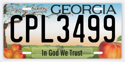 GA license plate CPL3499