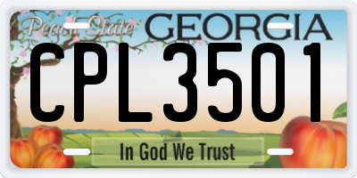 GA license plate CPL3501
