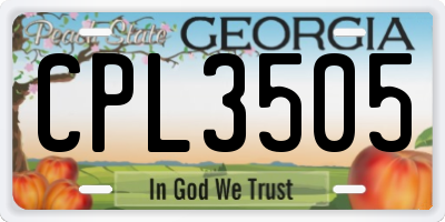 GA license plate CPL3505