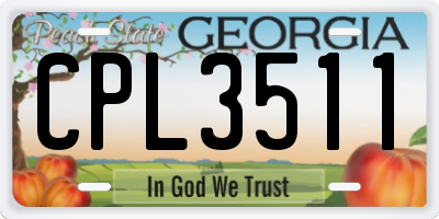 GA license plate CPL3511