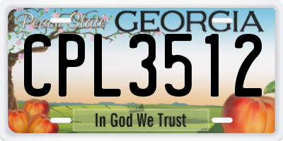 GA license plate CPL3512