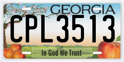 GA license plate CPL3513