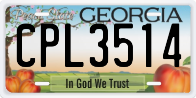GA license plate CPL3514