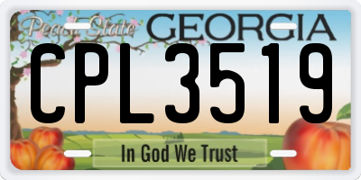 GA license plate CPL3519