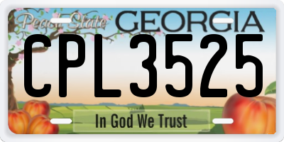 GA license plate CPL3525