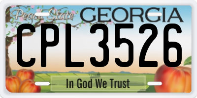GA license plate CPL3526
