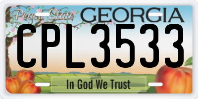 GA license plate CPL3533