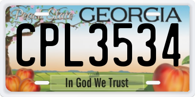 GA license plate CPL3534