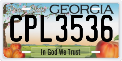 GA license plate CPL3536