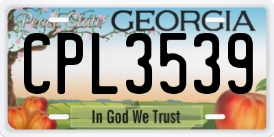 GA license plate CPL3539