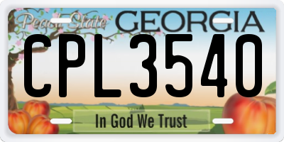 GA license plate CPL3540
