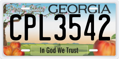 GA license plate CPL3542