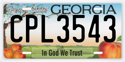 GA license plate CPL3543