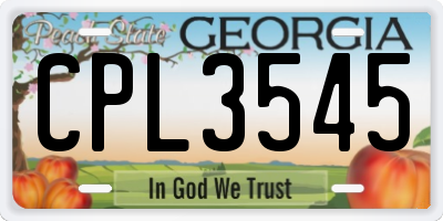 GA license plate CPL3545