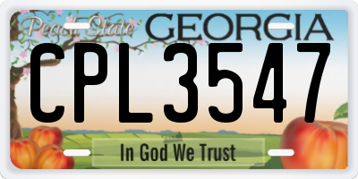 GA license plate CPL3547