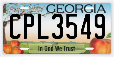 GA license plate CPL3549