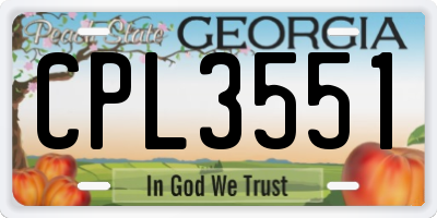 GA license plate CPL3551