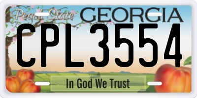 GA license plate CPL3554