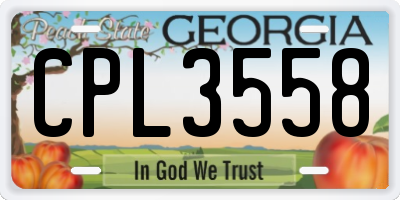 GA license plate CPL3558
