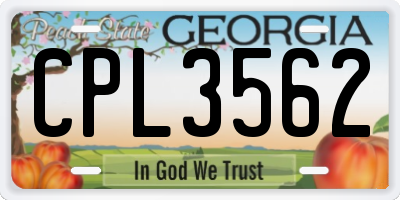 GA license plate CPL3562
