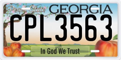 GA license plate CPL3563
