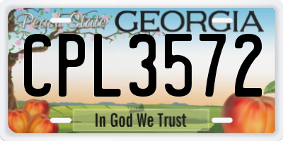 GA license plate CPL3572