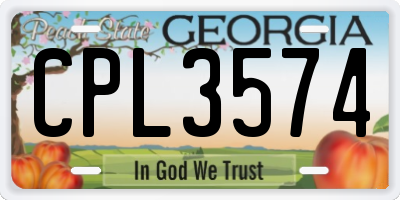 GA license plate CPL3574