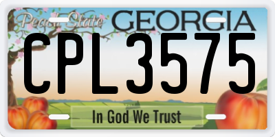GA license plate CPL3575