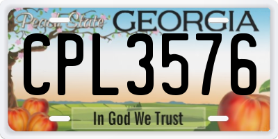 GA license plate CPL3576