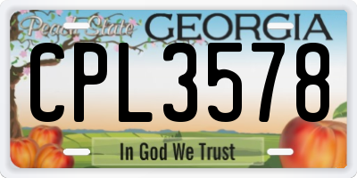 GA license plate CPL3578