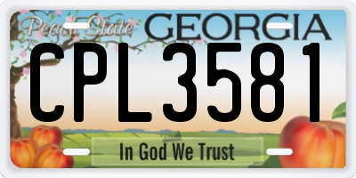 GA license plate CPL3581