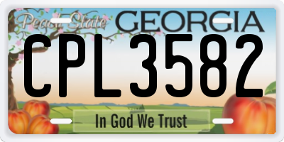 GA license plate CPL3582