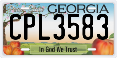 GA license plate CPL3583