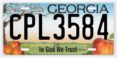 GA license plate CPL3584