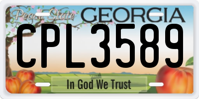 GA license plate CPL3589