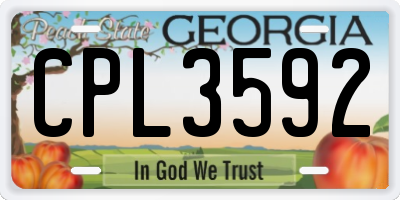 GA license plate CPL3592