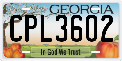 GA license plate CPL3602