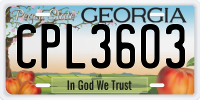 GA license plate CPL3603