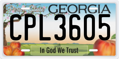 GA license plate CPL3605