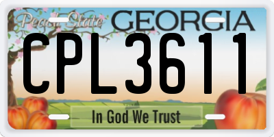 GA license plate CPL3611