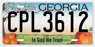 GA license plate CPL3612