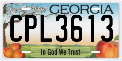 GA license plate CPL3613