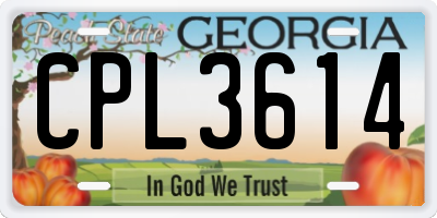 GA license plate CPL3614