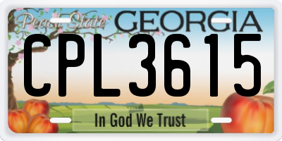GA license plate CPL3615